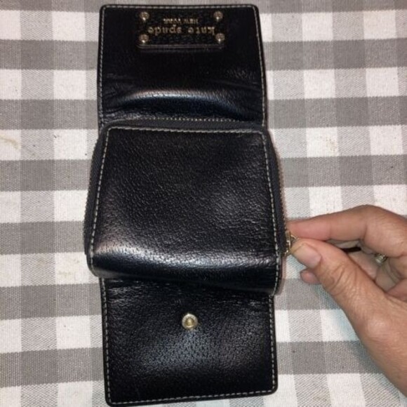 Black Kate Spade Trifold Wallet with Zippered Coin Pouch - Picture 6 of 10
